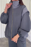 Women Fashion Contrast Color Stitching Jacket + Pants Suit
