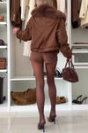 Women Casual Fur Collar Short Jacket