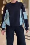 Women Casual Sequined Stitching Contrast Color Sweatshirt + Pants Suit