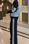 Women Casual Sequined Stitching Contrast Color Sweatshirt + Pants Suit