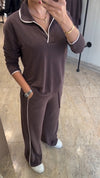 Women Lapel Top + Pants Casual Suit