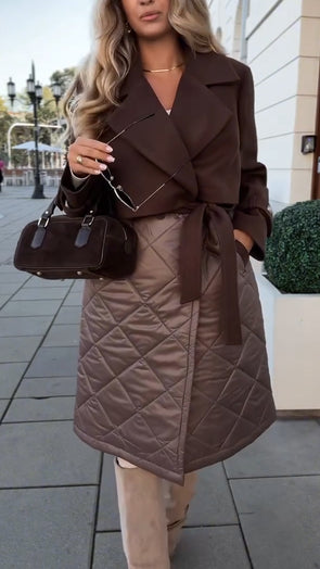 Women Lapel Splicing Temperament Casual Coat