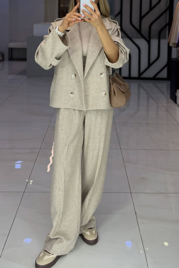 Women Lapel Jacket + Pants Temperament Commuter Suit