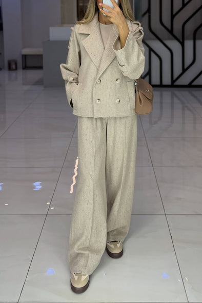 Women Lapel Jacket + Pants Temperament Commuter Suit