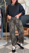 Women Round Neck Top + Printed Pants Casual Suit
