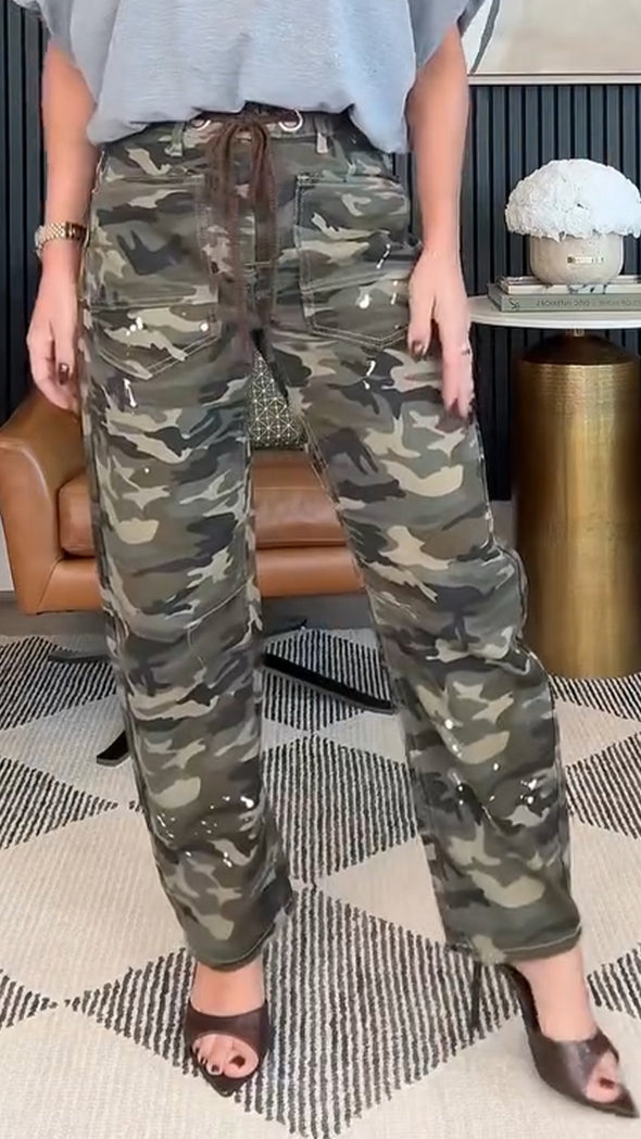 Women Printed Drawstring Casual Pants