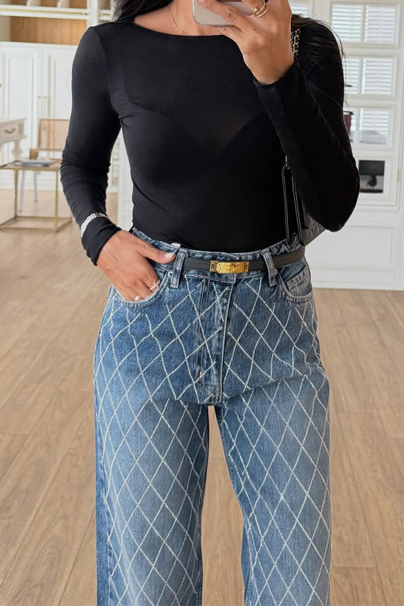 Women Relaxed Diamond Straight Jeans