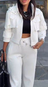 Ladies Collar Jacket+ Pants with A Casual Temperament Suit