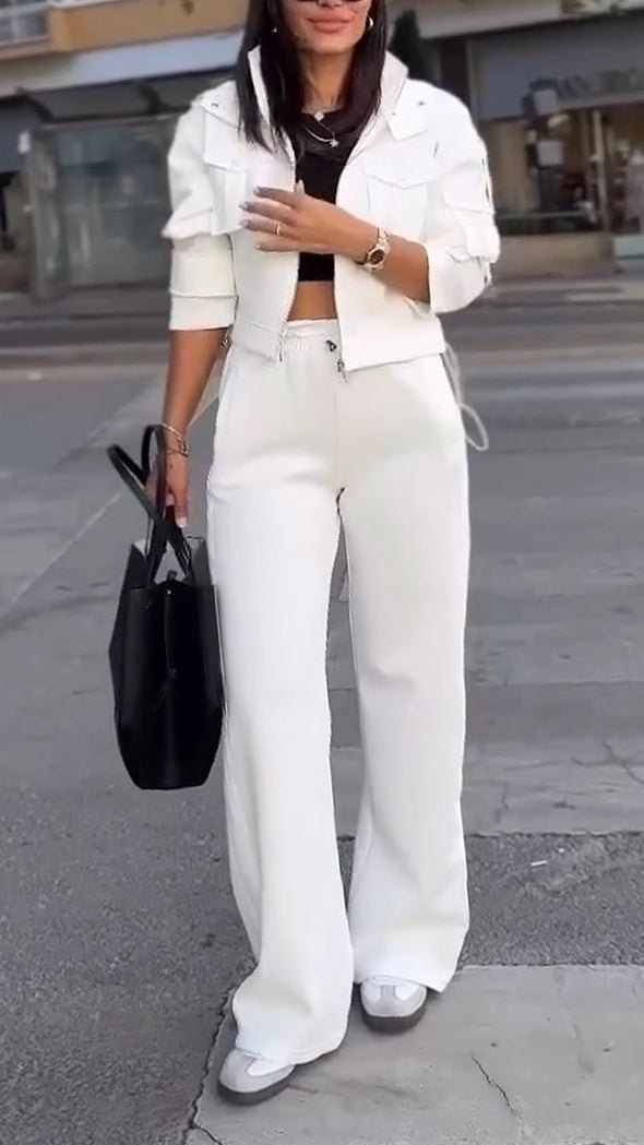Ladies Collar Jacket+ Pants with A Casual Temperament Suit