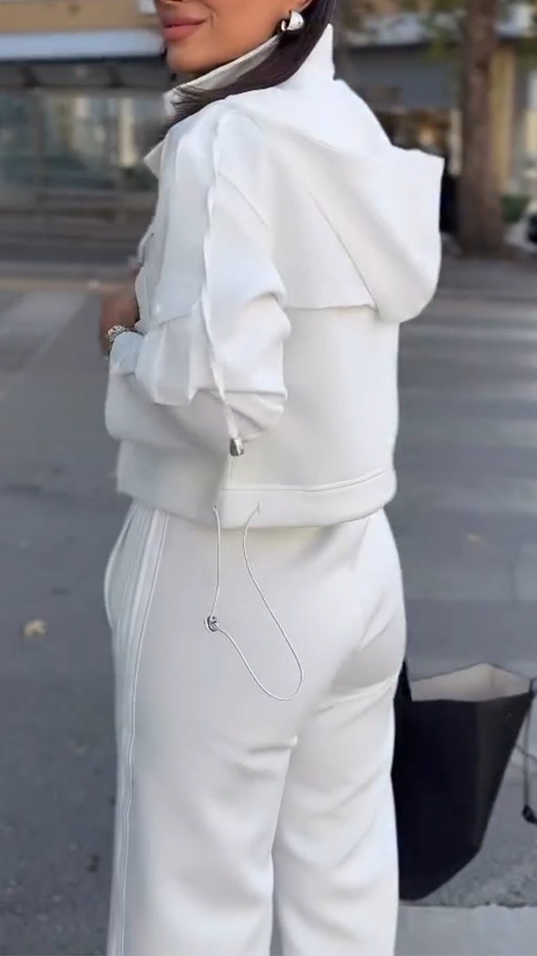 Ladies Collar Jacket+ Pants with A Casual Temperament Suit
