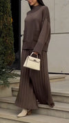 Women Turtleneck Knitted Top + Pleated Pants Casual Set