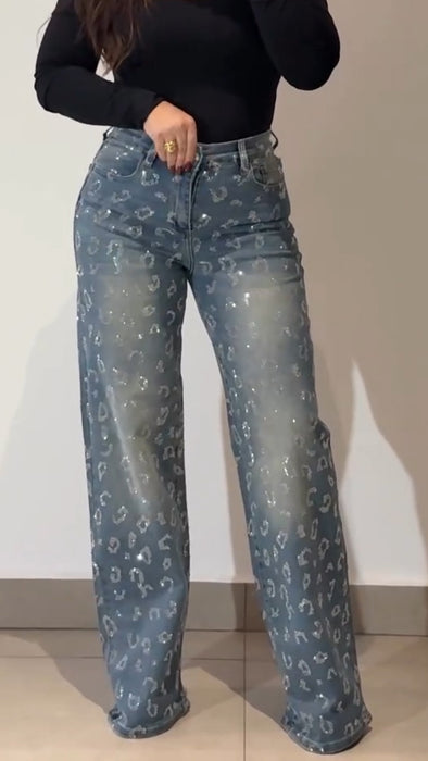 Women Washed Printed Casual Jeans