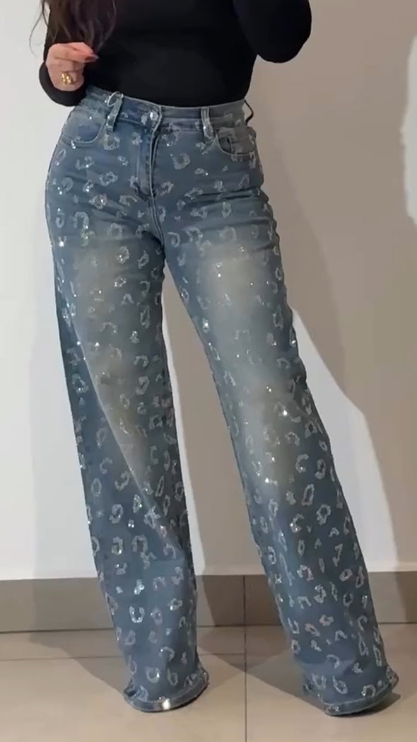 Women Washed Printed Casual Jeans