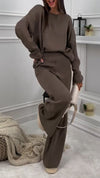 Women Round Neck Solid Color Casual Suit