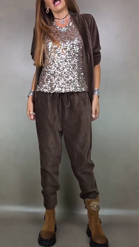 Women Solid Color Casual Suit