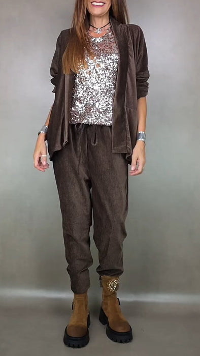 Women Solid Color Casual Suit