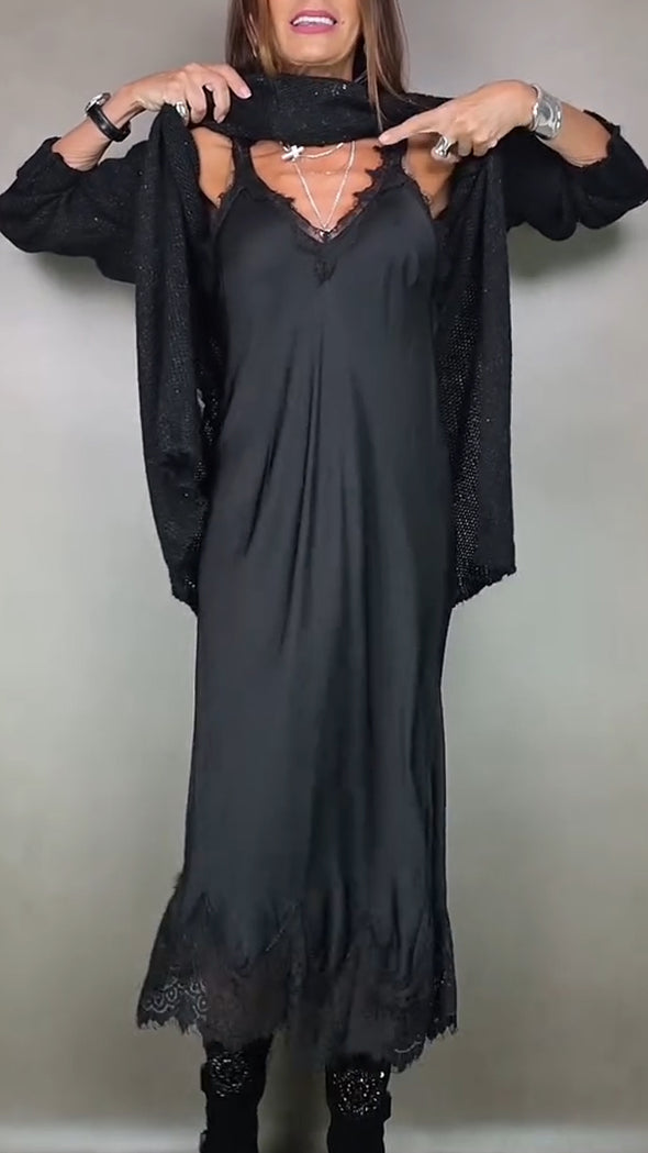Women Suspender Inner Dress + Sweater Casual Suit