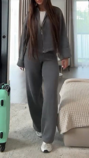 Women Solid Color Casual Suit