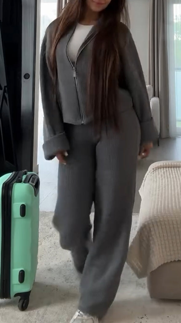 Women Solid Color Casual Suit