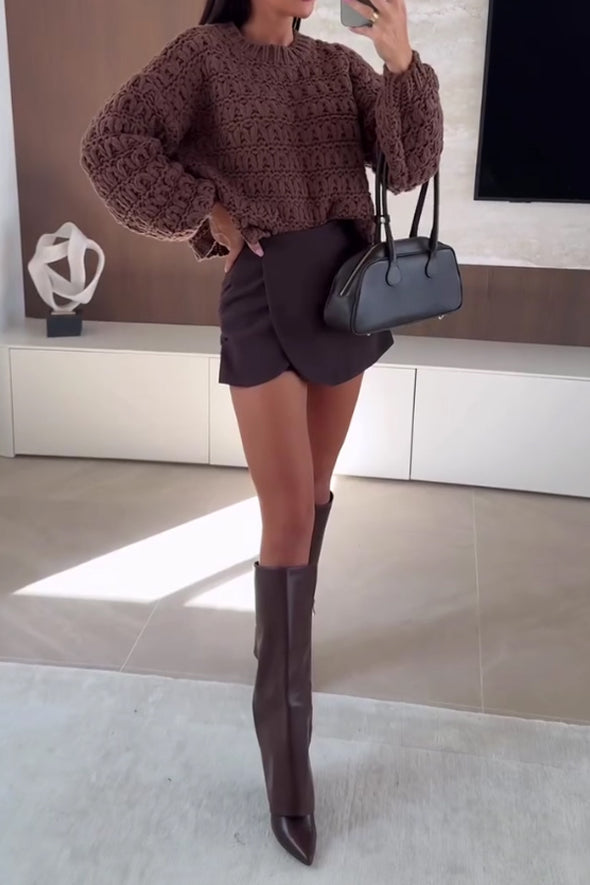 Women Casual Textured Long Sleeve Sweater