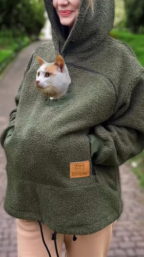 Women Plush Hooded Pet Sweatshirt