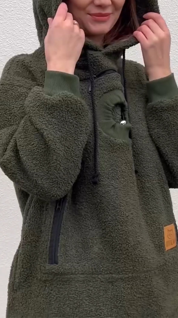 Women Plush Hooded Pet Sweatshirt