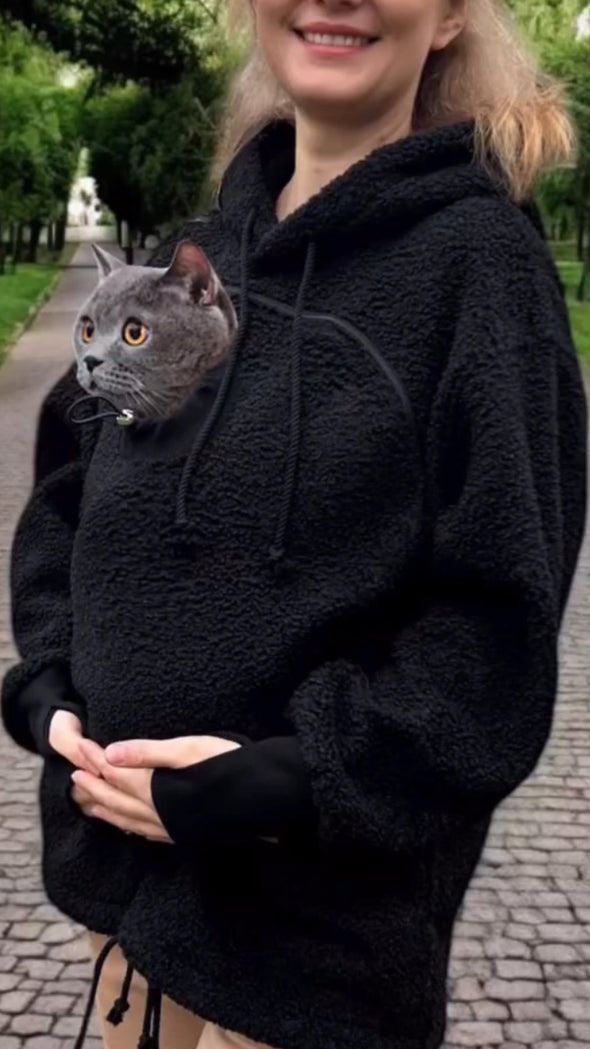 Women Plush Hooded Pet Sweatshirt