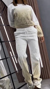 Women Round Neck Gradient Hot Diamond Casual Suit