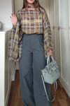 Women Casual Plaid Embroidered Irregular Hem Top