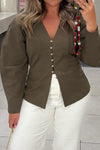 Women Elegant Office Deep V Slit Hem Top
