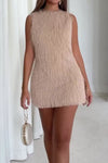 Women Elegant Plush Sleeveless Dress