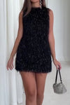 Women Elegant Plush Sleeveless Dress