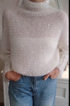 Women Casual Sequin Sheer Turtleneck Sweater