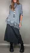 Women's Lace Patchwork Sweater + Striped Skirt Casual Suit