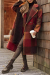 Women Lapel Plaid Temperament Casual Coat