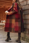 Women Lapel Plaid Temperament Casual Coat