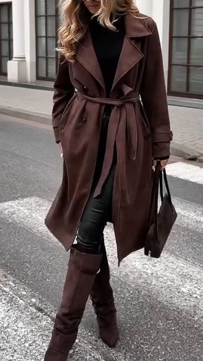 Women Lapel Temperament Casual Windbreaker Jacket