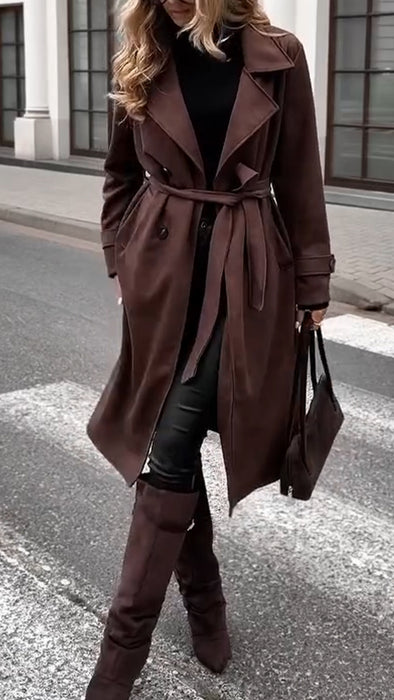 Women Lapel Temperament Casual Windbreaker Jacket
