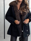 Women Fur Collar Hooded Casual Cotton Jacket