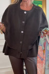 Women Casual Crew Neck Cape-Style Double-Layered Knit Cardigan