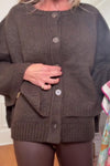 Women Casual Crew Neck Cape-Style Double-Layered Knit Cardigan
