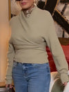 Women Knitted Solid Color Casual Tie Top