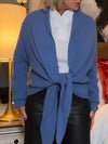 Women Knitted Solid Color Casual Tie Top