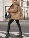 Ladies Fur Collar with Hat Temperament Casual Cotton Jacket