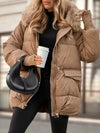 Ladies Fur Collar with Hat Temperament Casual Cotton Jacket