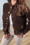 Women Elegant Thick Woven Textured Raw Edge Jacket