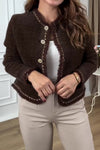 Women Elegant Thick Woven Textured Raw Edge Jacket