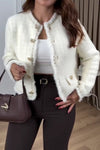 Women Elegant Thick Woven Textured Raw Edge Jacket