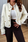Women Elegant Thick Woven Textured Raw Edge Jacket