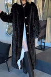 Women Casual Warm Cable-knit Plush Long Coat